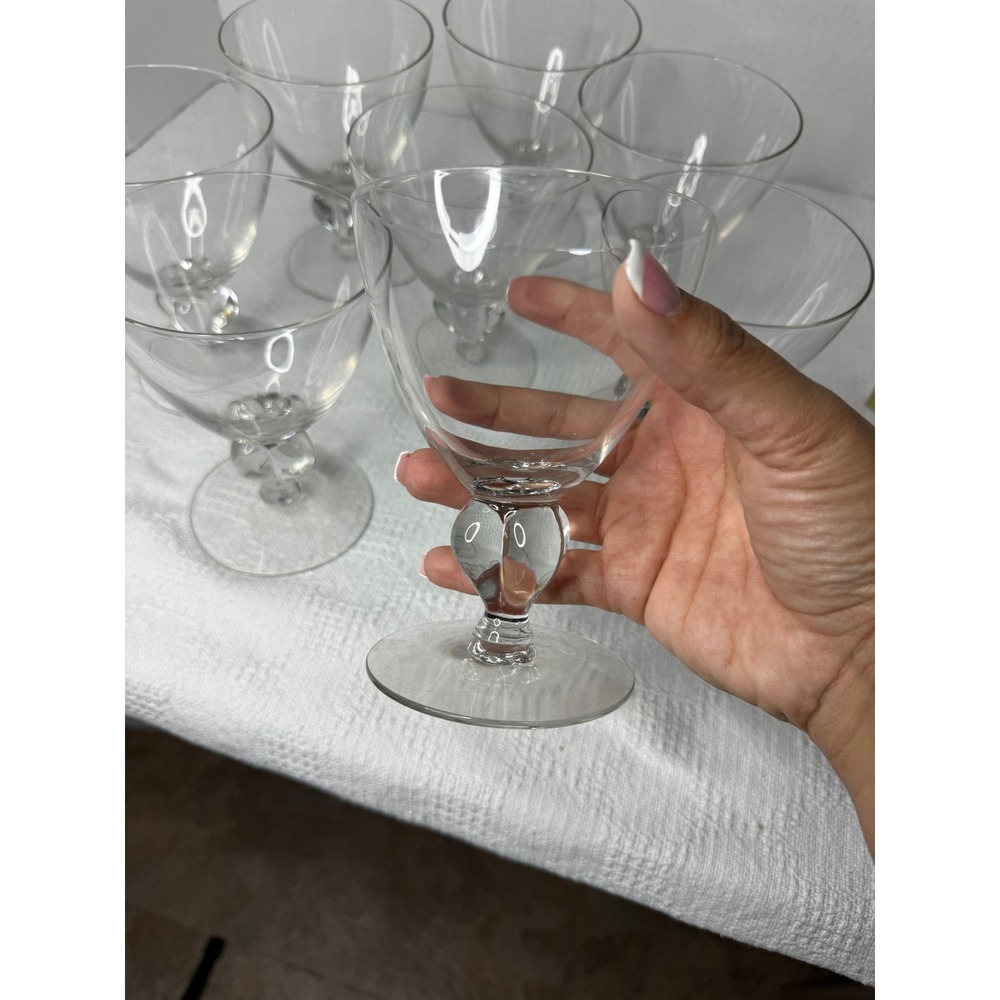 Vintage Manganese Glass Cocktail Martini Glasses Set of 8 UV Reactive Glow 5.25" - Picture 6 of 8